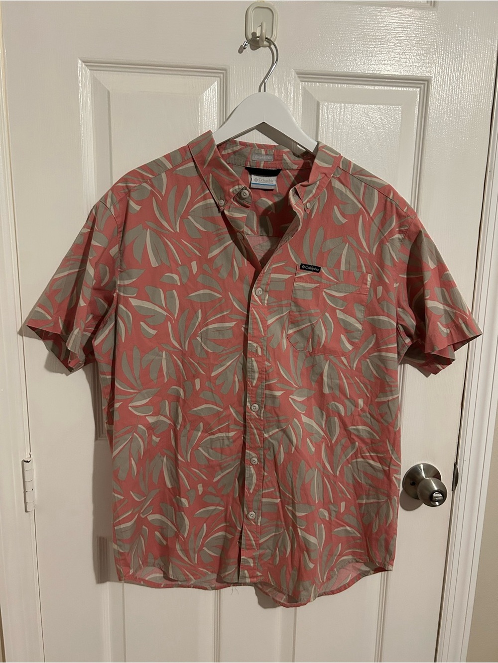 Columbia Coral Short-Sleeve Leaf Print Button-Down Shirt